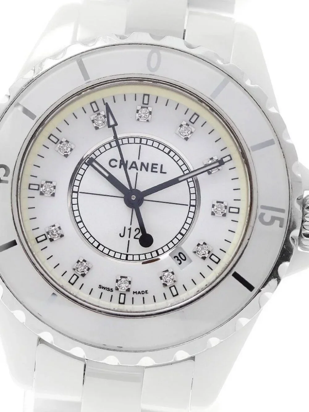 CHANEL J12 H1628 White ceramic 12P diamond white Dial Quartz Ladies Watch_938243